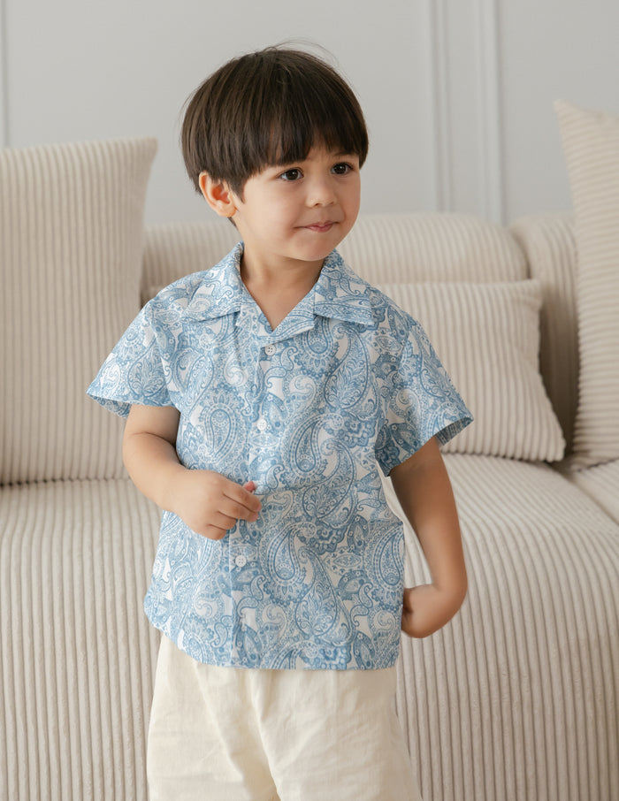 Theo Printed Boy's Shirt in Paisley