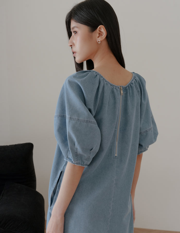 Trixi Oversized Denim Romper in Light Wash